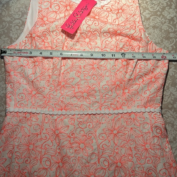 Lilly Pulitzer ~ new ~ Ellen Flounce Dress in Cantaloupe Lasercut Dot in size 4 - Picture 11 of 14